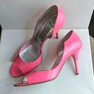 Designer Hot pink patent leather pumps